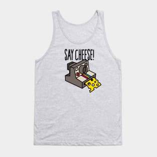 Say cheese Hipster funny instant camera cartoon vintage camera Tank Top